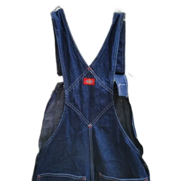 Dickies Dark Blue Denim Bib Carpenter Overalls - Size 32 X 32